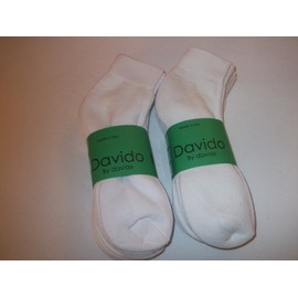 davido Mens socks ankle/quarter made in Italy 100% cotton 8 pairs white size 10-13