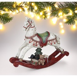 Nostalgic Rocking Horse Figurine 22 cm Metal and Wood