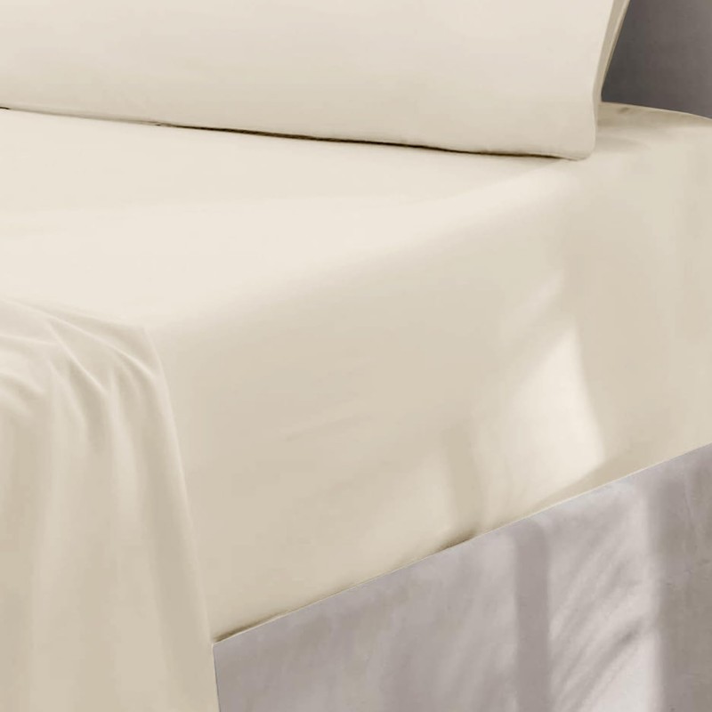 Oxford Homeware Cream Double Fitted Sheet -100% Brushed Microfibre 1800