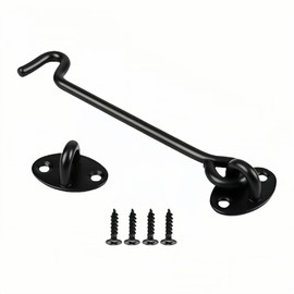 6 Inch Hook & Eye Lock for Barn/Sliding Doors & Windows – Heavy Duty Steel & Stainless Steel Door Lock with Pre-Installed Screws, Rust Resistant for Kitchen Cabinets, Cabin Windows, Garage Gates