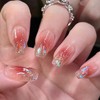 Nail Tip, Short, 24 Pieces, Medium False Nails, Gradient, Pink,