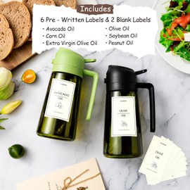 TrendPlain - Original 16oz/470ml Olive Oil Dispenser Bottle for Kitchen Gadgets and Air Fryer Accessories - Olive Oil Sprayer for Cooking w/Stickers - Ash