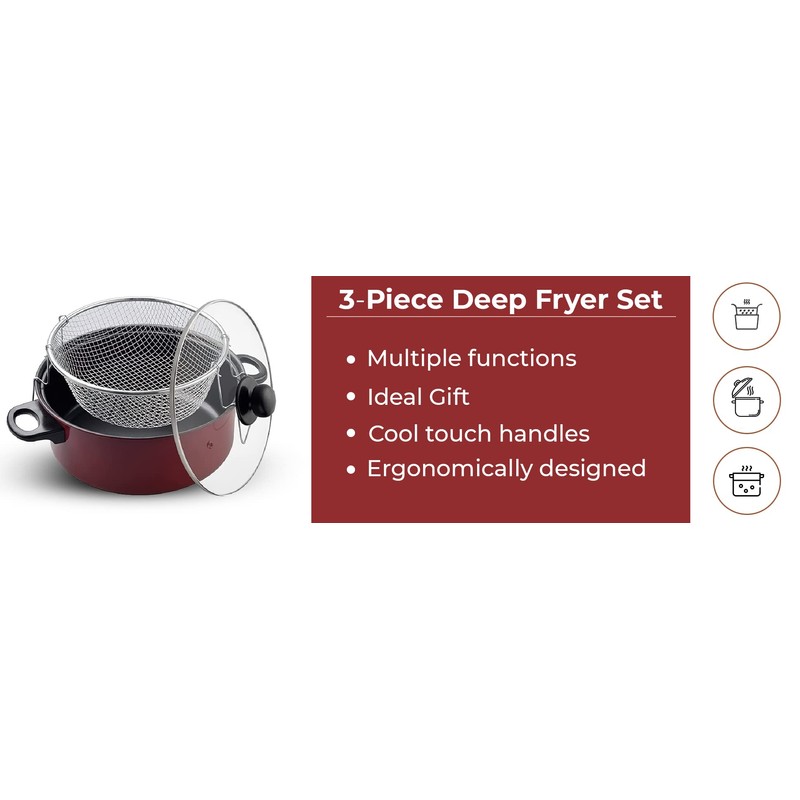 J&V TEXTILES 3-Piece Deep Fryer Set