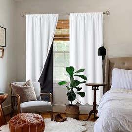 BGment White Blackout Curtains for Living Room, Thermal Insulated Full Room Darkening Window Curtains Noise Cancelling Privacy Rod Pocket Curtains Drapes 80 Inch Length, 2 Panels, 52 Wide, Pure White