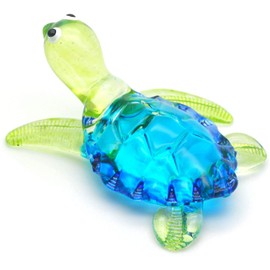 1shopforyou 1 Aquarium Miniature Hand Blown Art Glass Blue Turtle Figurine Collection