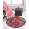 Second Nature Online Sundar Small Round Braided Fabric Rug Hand