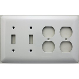 Mulberry Princess Style White 4 Gang Combination Switch Plate - 2 Toggle 2 Duplex Outlets