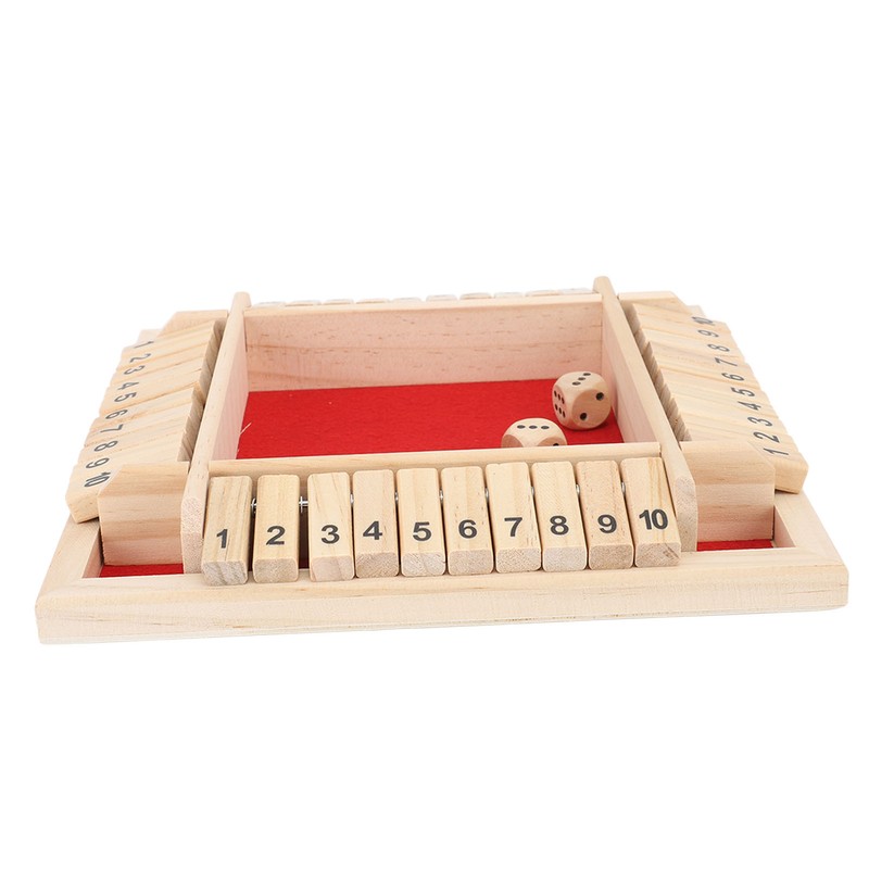 4 Sided Shut The Box Dice Game Wooden Board Table
