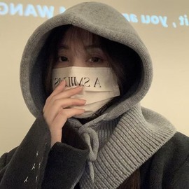 Knitted Balaclava Hood, Neck Warmer, Earmuffs & Scarf for Winter Warmth - LF3317 Free Size/Beige 4ea