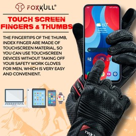 FOXKULL Motorcycle Gloves for Men, Touchscreen Motorcycle Gloves with Hard Shield & Palm Pads for Motorcycle Cycling (Red, Large)