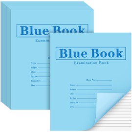 Skyygemm 20 Pack Exam Blue Book, 8.5" x 7", 8 Sheets 16 Pages, Wide Ruled Saddle Stitched Examination Book for School Home Business Office