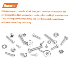 HELIFOUNER 720 Pieces #4-40#6-32#8-32#10-24 Phillips Pan Head Machine Screws Nuts Washers Assortment Kit, Coarse Thread, Fully Machine Threaded, 304 Stainless Steel
