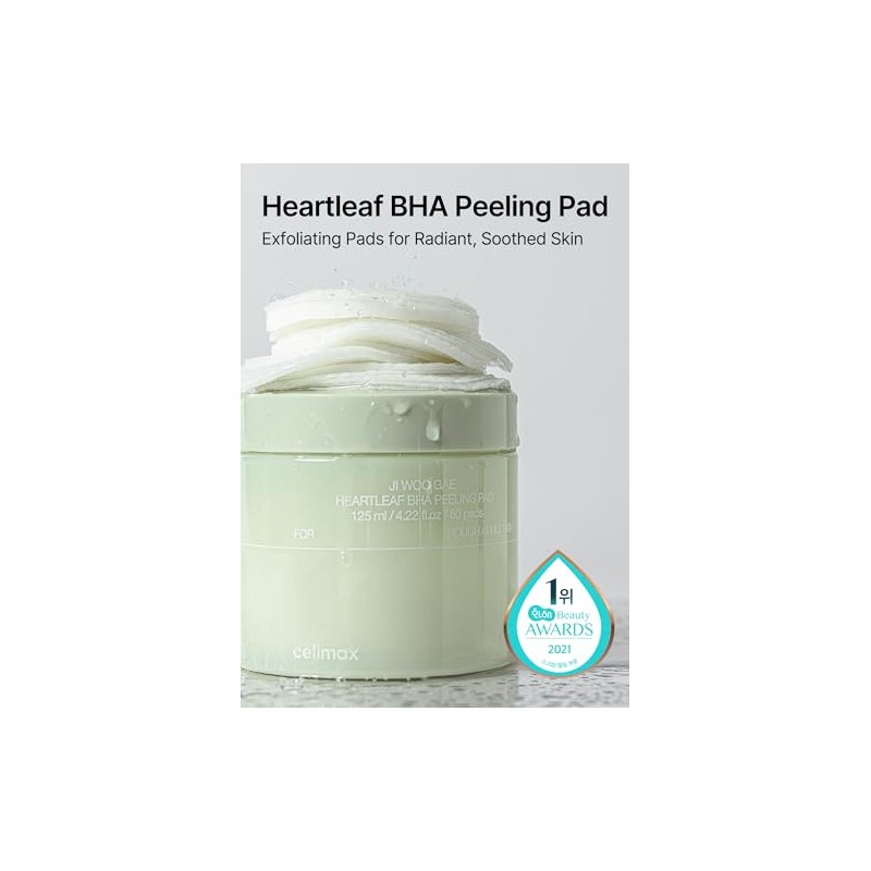 celimax Ji.Woo.Gae Heartleaf BHA Peeling Pad, 60 Pads