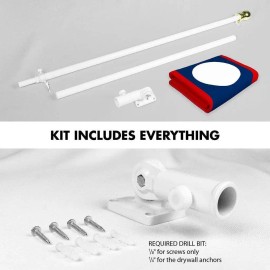 UD_G128 Combo Pack: 6 Ft Tangle Free Spinning Flagpole (White) & Laos Flag 3x5 Ft Printed 150D Polyester, Brass Grommets (Flag I