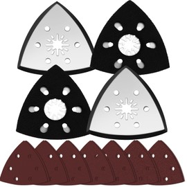 NCTNCX Pack of 4 Multitool Sanding Plate 80 mm, Triangle Sanding Disc with 14 Sandpaper Triangle Sanders 80 mm, for Wood, Metal, Hard Plastic, Plaster, Sanding, Rust Removal (3)