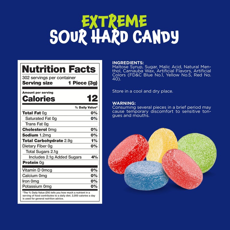 Funtasty Extreme Sour Hard Candy Mix - Strawberry, Blue Raspberry,