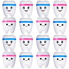 ZHWKMYP 16Pcs Tooth Stress Ball, Slow Rising Teeth Stress Balls for Adults, Tooth Toys Bulk for Dental Office Party Favors