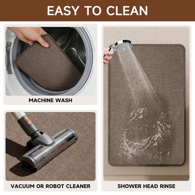 watthourhome Bath Mat, Super Absorbent,Quick Dry, Non Slip Bathroom Rug,