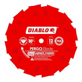 Diablo PergoBlade Saw Blade for Laminate and Wood Flooring - 10" Diameter, 12-Teeth, 5/8" Arbor, .087" Kerf, 10° Hook Angle, .063" Plate, 6000 Max RPM - D1012LF