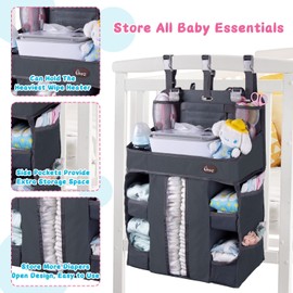 HHZ XL Hanging Diaper Caddy Organizer –Sturdy and Durable Baby Organizer – Diaper Stacker for Changing Table, Crib, Playard or Wall & Nursery Organization