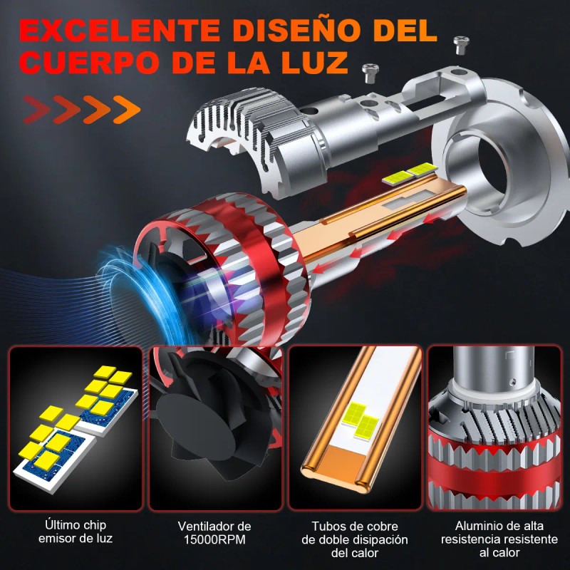 H4 H13 9007 Kit De Faros Led 36000lm Para Luz