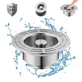 Sink Plug (71-85 mm), 3-in-1 Plug for Kitchen Sink, Stainless Steel Drain Strainer, Kitchen Sink with Strainer Basket, Sink Strainer, Sink Plug, Anti Clogging Drain Plug Sink Strainer