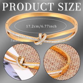 Eigso Stainless Steel Bracelet for Men Women Gold Silver Rhinestone Bracelet Bangle for Men Women, Stainless Steel, No gemstone