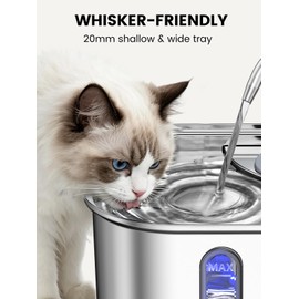Stainless Steel Cat Water Fountain for Cats Indoor 3.2L 108oz BPA-Free S304