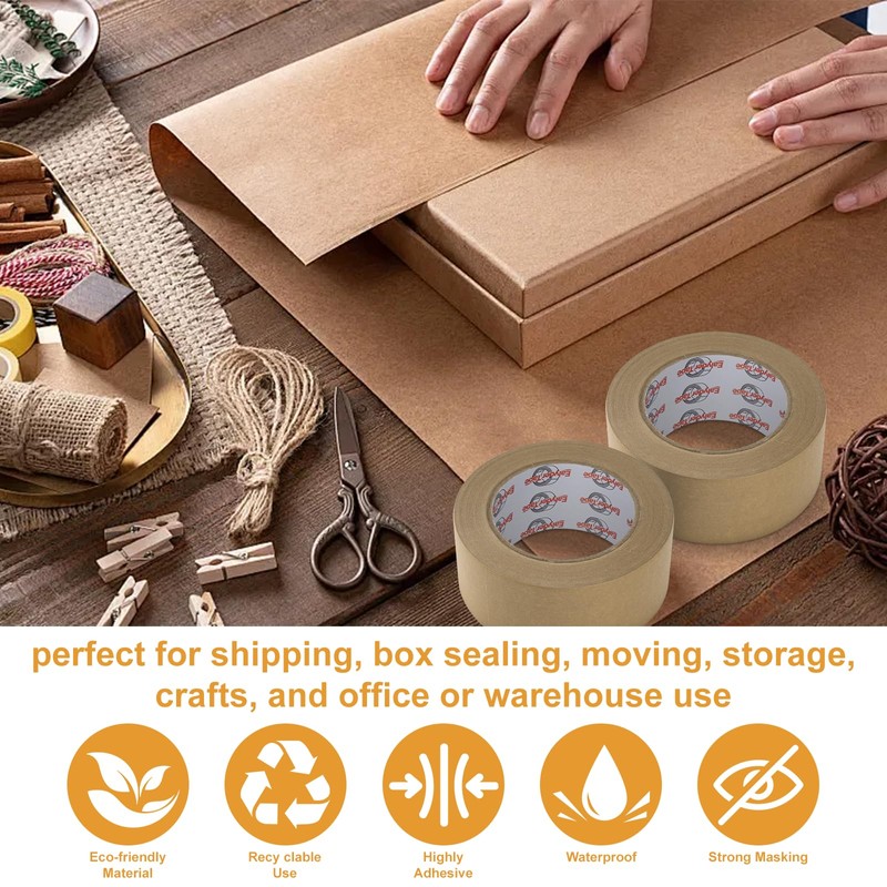 Ealyder Tape Brown Kraft Paper Packing Tape 2 Inch x