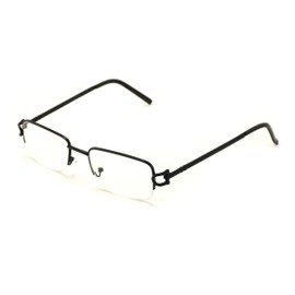 V.W.E. Rectangular Frame Clear Lens Designer Half Rim Eye Glasses (Black)