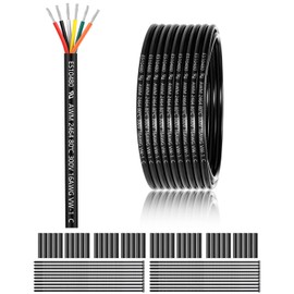 16 Gauge 6 Conductor Electrical Wire 100FT, UL 2464 16 AWG 6 Wire Cable Tinned Copper PVC Stranded 16/6 Core Wire for LED Lighting, Outdoor Low Voltage Extension Cable, Automotive etc.