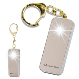 Ultrathin Personal Alarm Rainproof Ultra-Lightweight (0.8 oz) Bulky-Free Keychain Siren for Women, Students Safety. SOS Emergency 130db Hiking Alert Strobe Light. Replaceable Battery. Gold