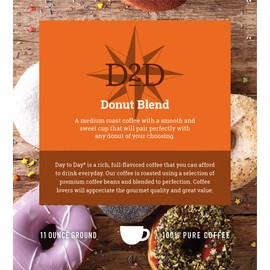 Day To Day Ground Coffee, Donut Blend 11 Ounce Coffee Bag (Pack of 6)