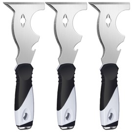 Mister Rui Paint Scraper, 3 Pack Multi Use Paint Tools Putty Knife 10 in 1, Paint Scraper Tools for Painting, Metal Scraper with Hammer End, Taping Knife, Spackle Tool