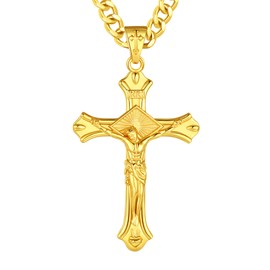 AEONSLOVE Cross Chain Women's 925 Silver Necklace with Cross 925 Silver Men's Cross Necklace Crucifix Chain Men's Jesus Pendant Catholic Christian Jewellery Religious Gifts, Sterling Silver