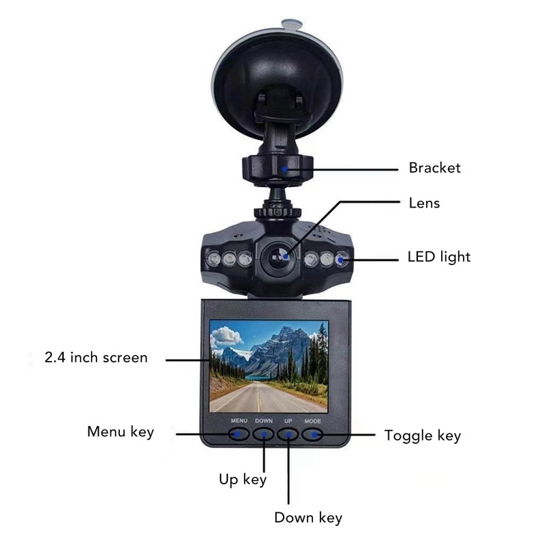Dash Cam for Car 2.5 Inch IPS Screen 720 Degree
