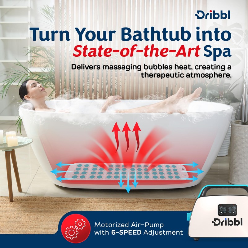 Dribbl Electric Bubble Massage Bathtub Mat – Non-Slip Full-Body Waterproof
