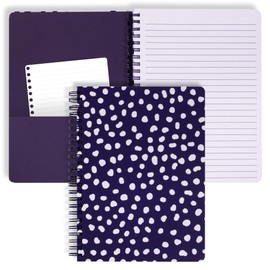 Steel Mill & Co Cute Pink Mini Spiral Notebook, 8.25" x 6.25" Journal with Durable Hardcover and 160 Lined Pages, Navy Dot