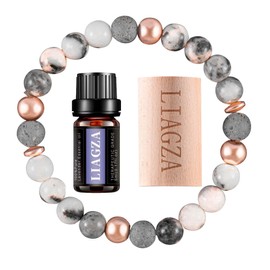 liagza Essential Oil Aromatherapy Bracelet Set-Lava Rock Bead Bracelet For Women Zebra Stone Beaded Bracelets Balancing Chakra - Perfect Gifts For Women