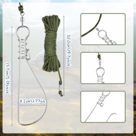 2 Sets Fishing Stringer Clip 16 Feet Rope Fish Stringer Fish Holder with 5 Stainless Steel Snap Hook for Kayak Fishing Gear Equipment Bass