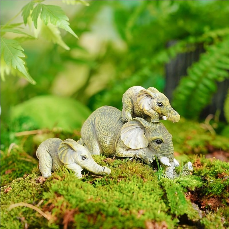 OVKGL Three Elephants Resin Garden Ornaments Elephant Elephant Small Elephant