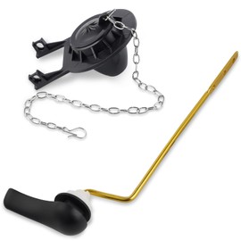 iFealClear Universal Toilet Handle Replacement Kit Side Mount with 2-Inch Rubber Toilet Flapper, Toilet Tank Parts Compatible with Kohler, American Standard, TOTO, Mansfield, Angle Mount-Matte Black