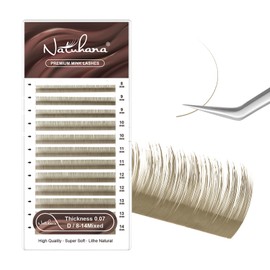 NATUHANA Coloured Eyelash Extensions 0.07 mm D Curl 8-14 mm Mixed Tray Colour Eyelash Accessories Individual Classic Colourful Eyelash Extensions (Teal;0.07 D, 8-14 Mix)