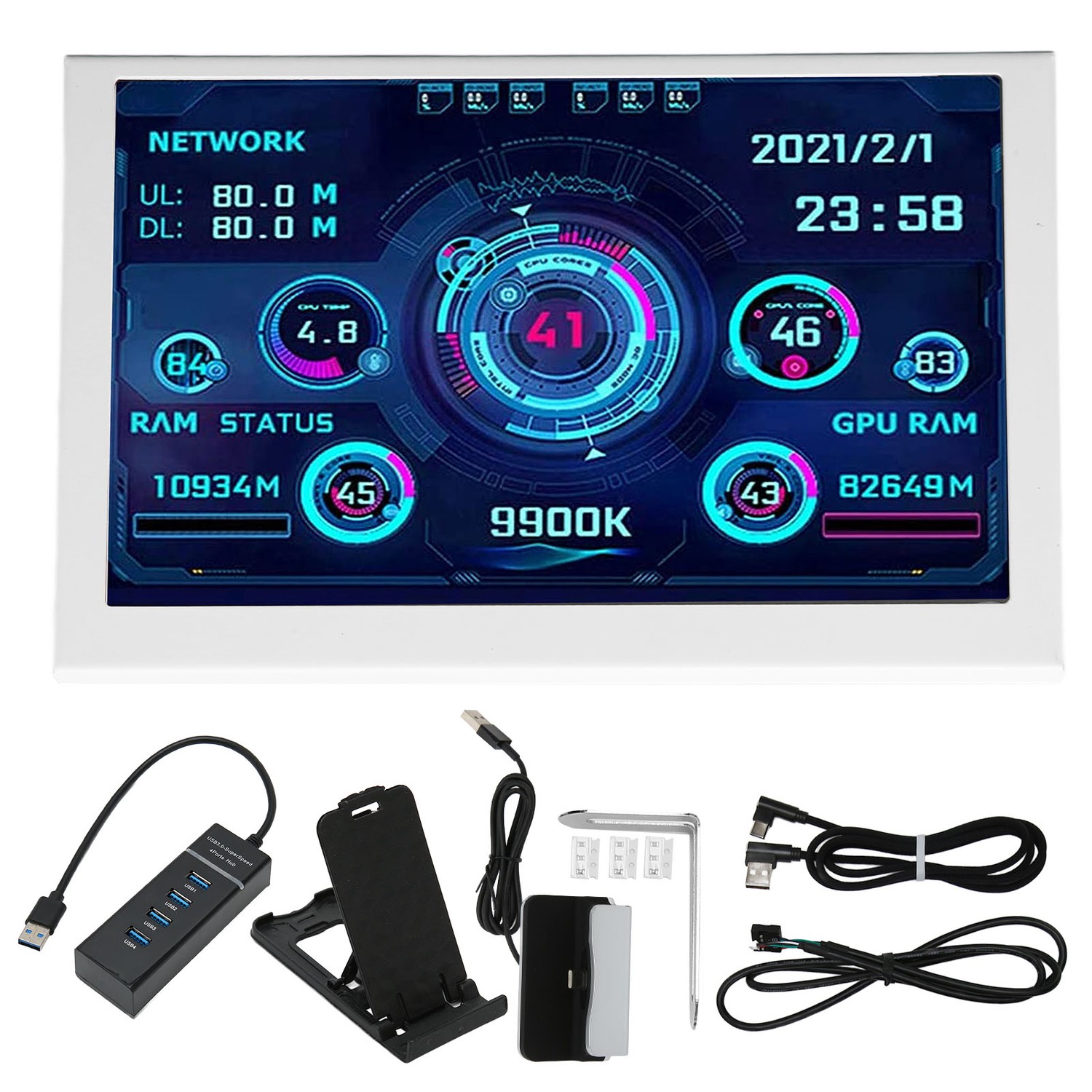 5in Computer Temp Monitor IPS USB Mini Screen PC Sensor Panel Display ...