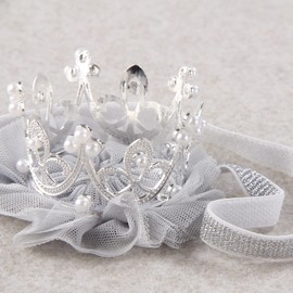 Nishine Princess Toddler Girls Crown Tiaras Baby Elastic Birthday Party Crown Headband Photo Props Gift (Silver)