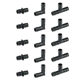(Pack of 15) EFIELD 3/4" Poly (PPSU) Pex-a Expansion Fitting Bundle with Tees "T" (5 PCS), Elbows (5 PCS), Couplings (5 PCS) For Pex A Tubing/Pipe, ASTM 1960