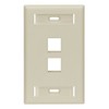 Leviton QuickPort Wallplate w/ID Window, Single Gang, 2-Port, 42080-2IS, Ivory