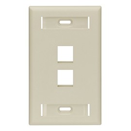Leviton QuickPort Wallplate w/ID Window, Single Gang, 2-Port, 42080-2IS, Ivory