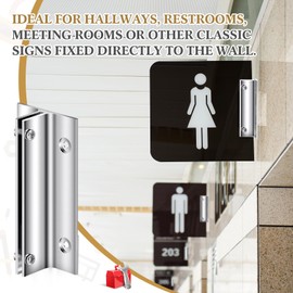 Zonon 10 Pack 4" Length Aluminum Corridor Sign Wall Brackets, 1/8" Substrate Design, Silver Hanging Street Sign Holder Mounting Bracket for Corridors, Restrooms, Conference Rooms
