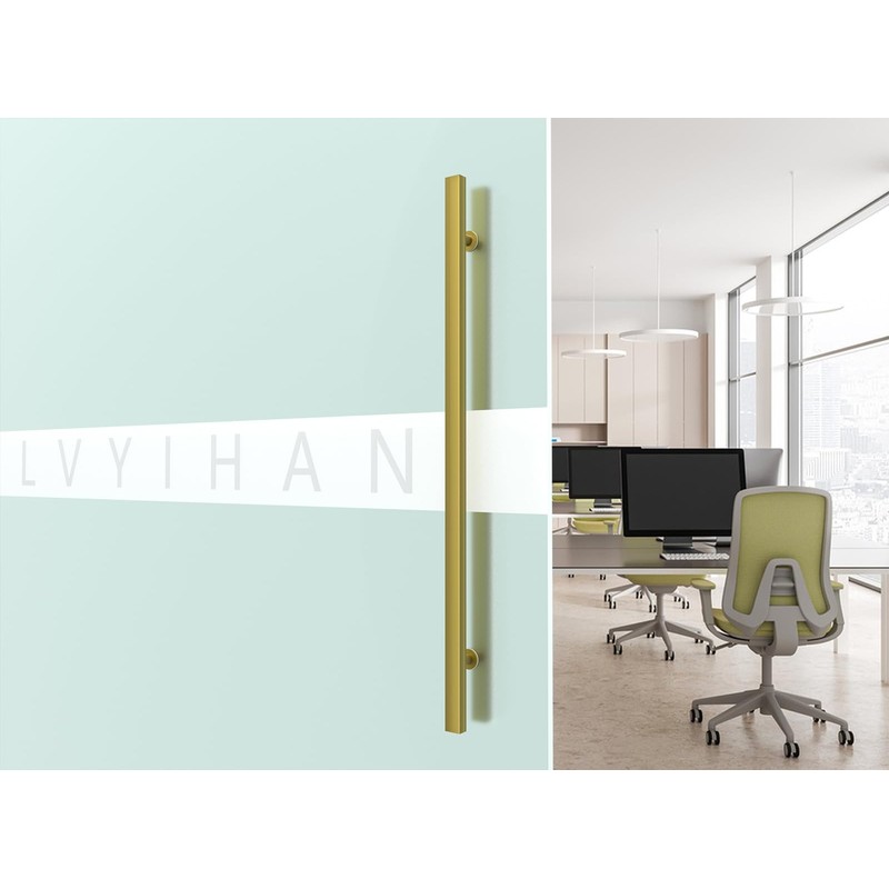 LVYIHAN Titanium Gold Square Barn Door Handles 12"/24"/36"/48"/59'', Pull Push